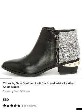 Circus by Sam Edelman Black and White Studded Heel Ankle Boots